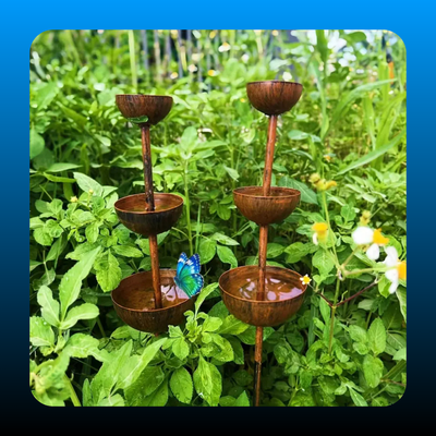 3-Tier Vintage Rustic Patina Wrought Iron Rainwater Collector