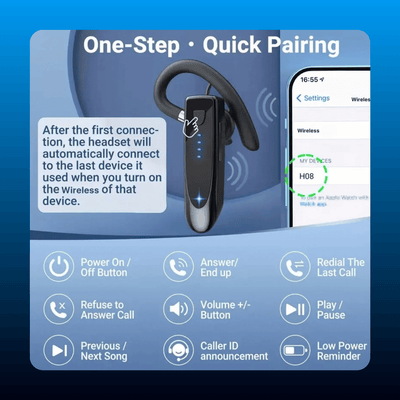 Wireless Bluetooth Headset Earpiece