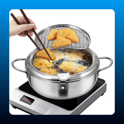 Stainless Steel Deep Fryer Pot with Strainer