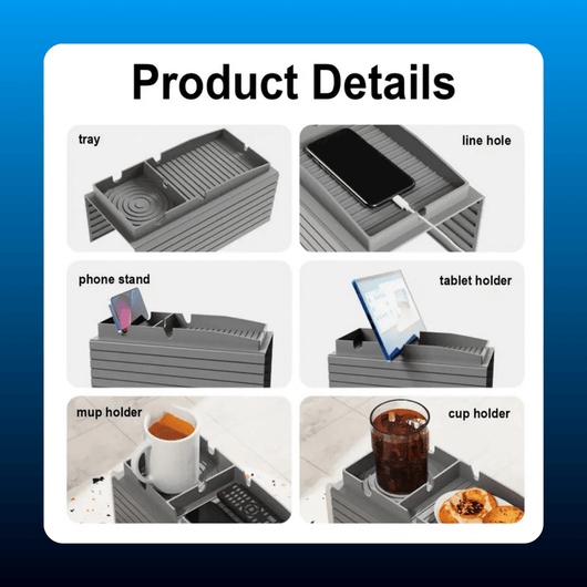 Silicone Sofa Armrest Cup Holder Tray