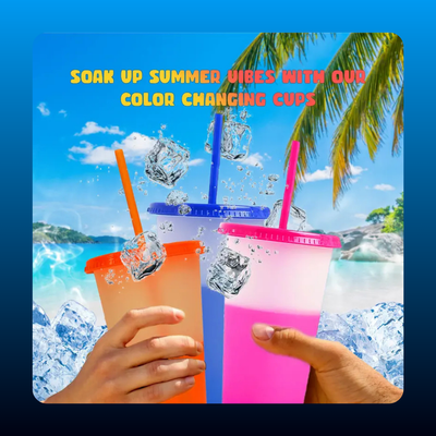 10pcs 24oz Color Changing Cups with Lids and Straws