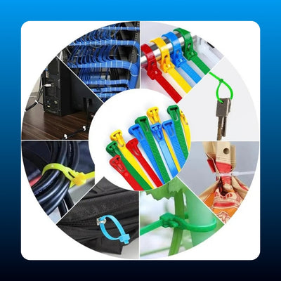 Reusable Colored Cable Ties (100 Pack)