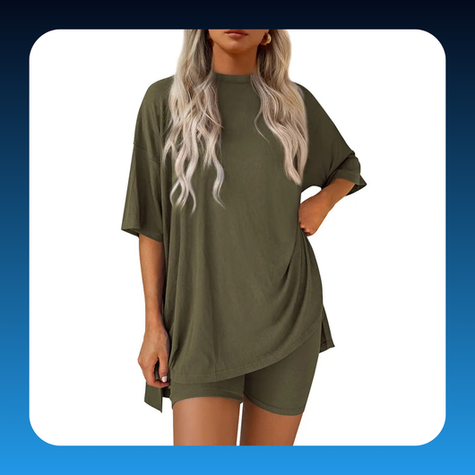 Oversized Crewneck Top & Biker Shorts Set