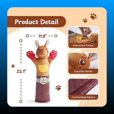 Kangaroo Puppet with Catnip Pouches & Treat Pocket