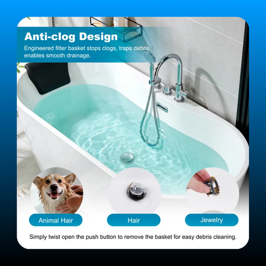 Plug and Cover Bathtub Drain Stopper