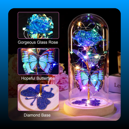 Eternal Flower Light Up Galaxy Rose in Glass Dome