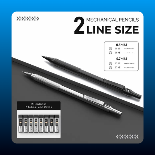 Metal Mechanical Pencil Set with Lead and Erasers