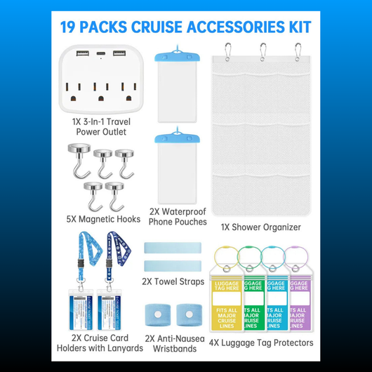 19-Piece Cruise Trip Essentials Kit