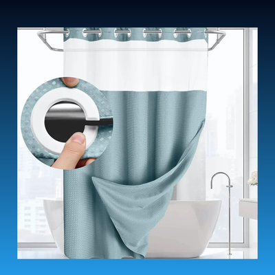 No Hook Shower Curtain with Snap in Liner (72''W x 75''H)