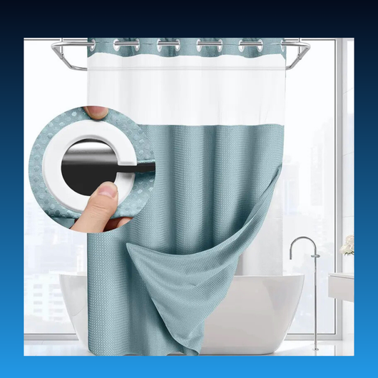 No Hook Shower Curtain with Snap in Liner (72''W x 75''H)