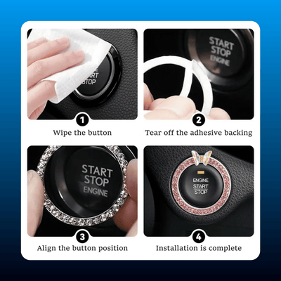 Rhinestone Start Stop Button Ring