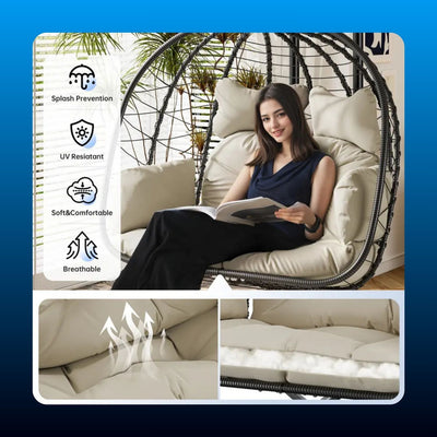 Double Hanging Egg Chair with Stand