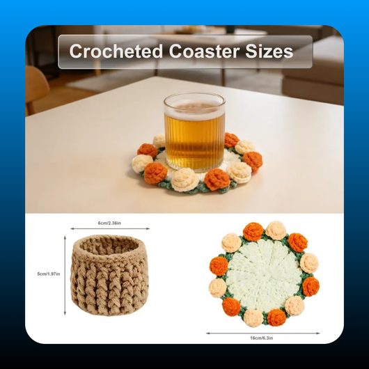 Crochet Flower Round Coaster