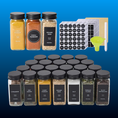 Modern 36-Piece Spice Glass Jar Set