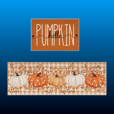 Hello Pumpkin Fall Kitchen Mat Set (2 Piece)