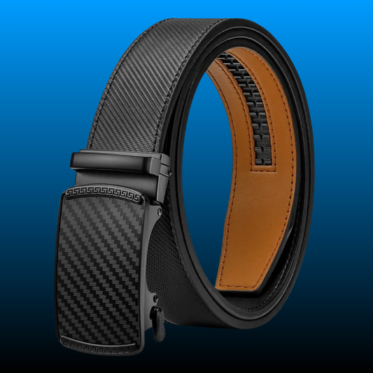 Trimmable Men's Leather Ratchet Easy Release Belt