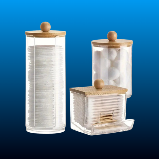 Clear Storage Jar with Wooden Lid (3 Pack)