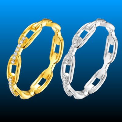 Moissanite Unisex Chained Ring