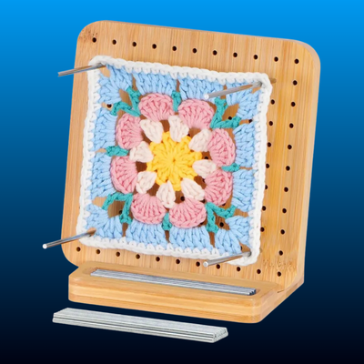 Bamboo Crochet Blocking Board with Stackable Pegs & Long Steel Pins