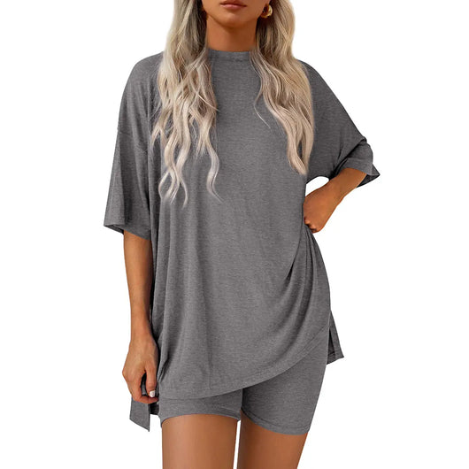 Oversized Crewneck Top & Biker Shorts Set