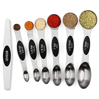Stainless Steel Magnetic Spoons 7 Set with Leveler