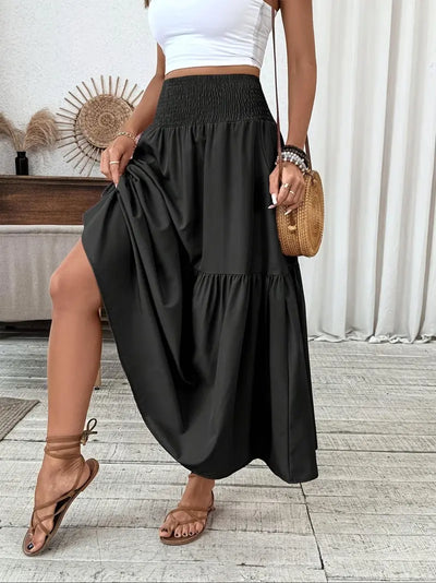 Women's Summer Vacation Style Ruffle Hem Floral Long Skirt