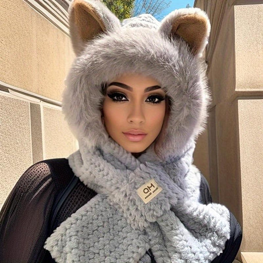 Animal Ear Hooded Scarf