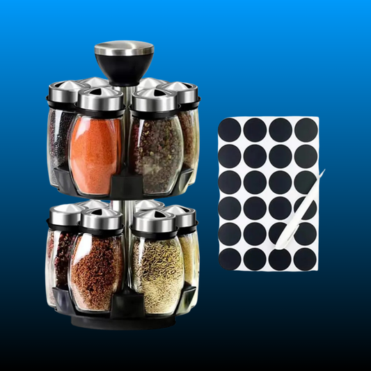 360° 2-Tier Revolving Spice Rack Set with 12 Spice Jars