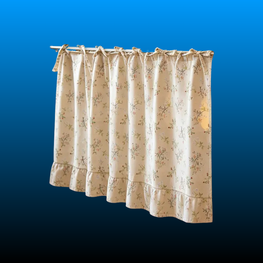 Cotton-Linen Floral Half-Curtain