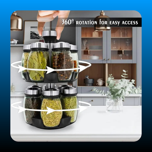 360° 2-Tier Revolving Spice Rack Set with 12 Spice Jars