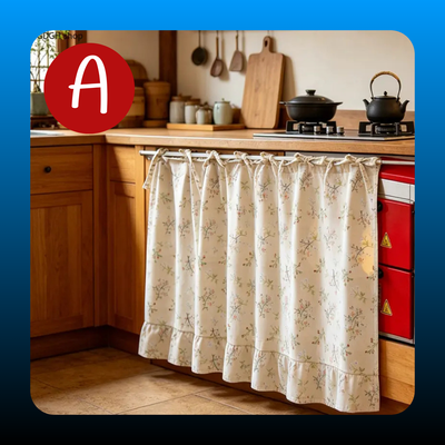 Cotton-Linen Floral Half-Curtain