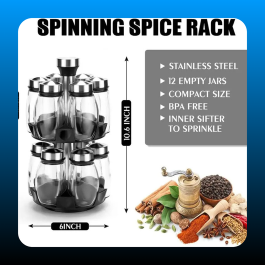 360° 2-Tier Revolving Spice Rack Set with 12 Spice Jars