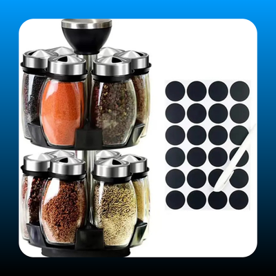 360° 2-Tier Revolving Spice Rack Set with 12 Spice Jars