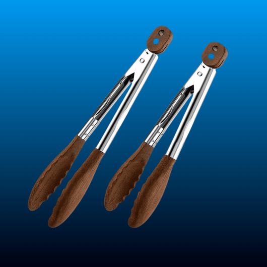 Stainless Steel Wooden-Handle Tongs