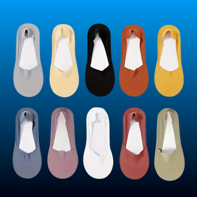 10-Pair Pack Seamless Minimalist Solid-Color Sheer Invisible Socks