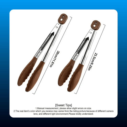 Stainless Steel Wooden-Handle Tongs