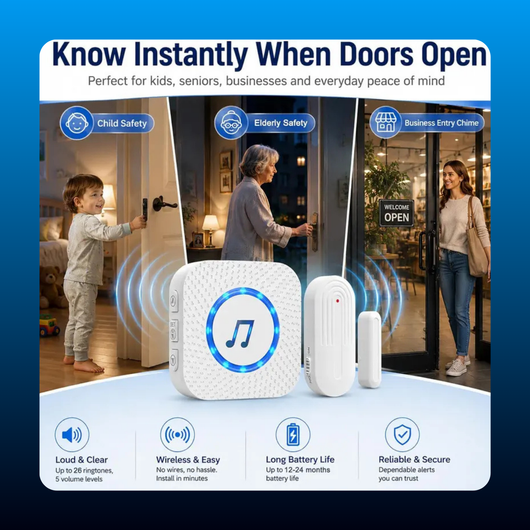 Wireless Door Sensor (Chime When Door Opens)