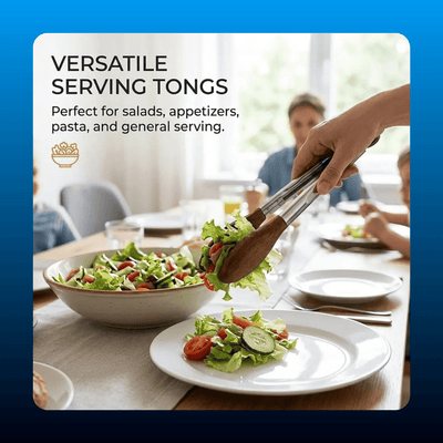 Stainless Steel Wooden-Handle Tongs