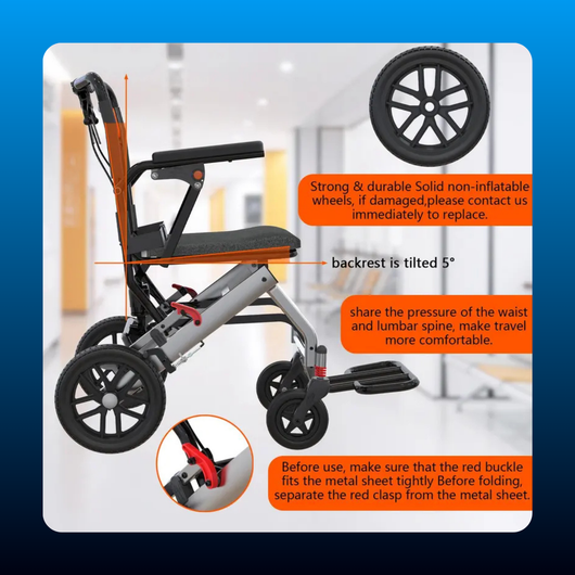 Lightweight Folding Transport Wheelchair