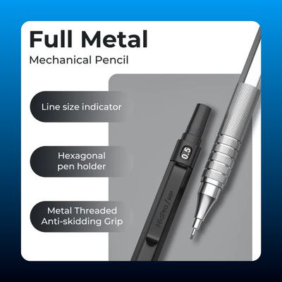 Metal Mechanical Pencil Set with Lead and Erasers
