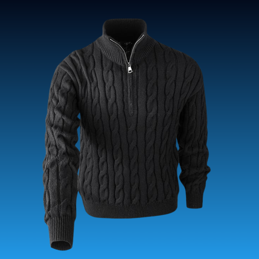 Quarter Zip Knitted Long Sleeve Sweater