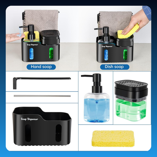 3 in 1 Kitchen Soap Dispenser with Towel Rack