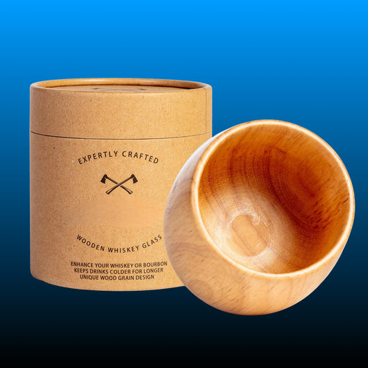 Wooden Whiskey & Bourbon Drinking Glass Tumbler Cup