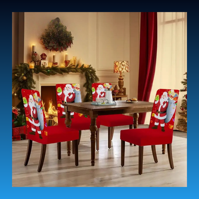 Christmas Santa Print Chair Covers (6 Pack)
