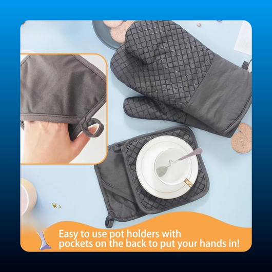 4-Pcs Modern Bakeware Oven Mitts & Pot Holders Set