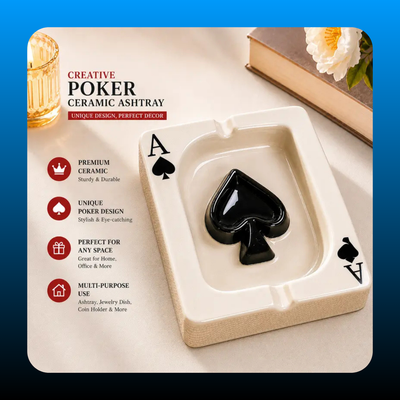Creative Poker Ceramic Cigarette Ashtray Tabletop