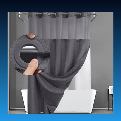 No Hook Shower Curtain with Snap in Liner (72''W x 75''H)