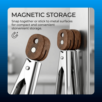 Stainless Steel Wooden-Handle Tongs