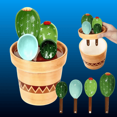 Cactus Measuring Spoons in Pot (4 Piece)