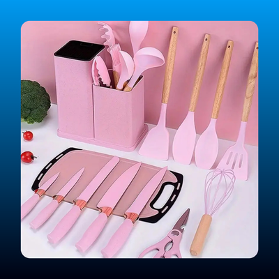 19-Piece Kitchen Knife and Utensil Block Set